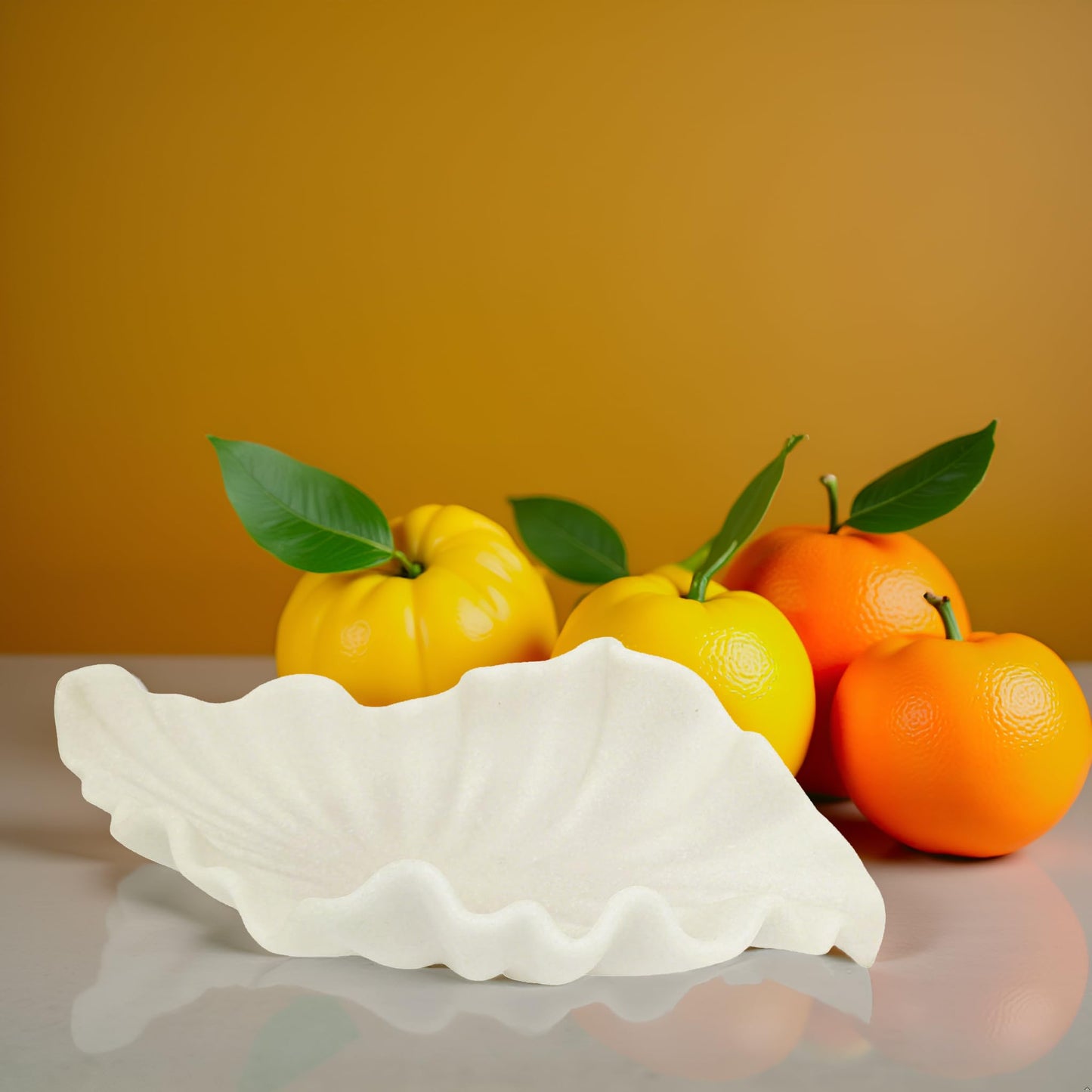 CSjihua Off White Large Decorative Bowl - 16” Fruit/Key/Purse Bowl for Home Decor - Coffee Table & Entryway Table Decor - Scalloped Ruffle Bowls - Unique Centerpiece Bowls(Big)