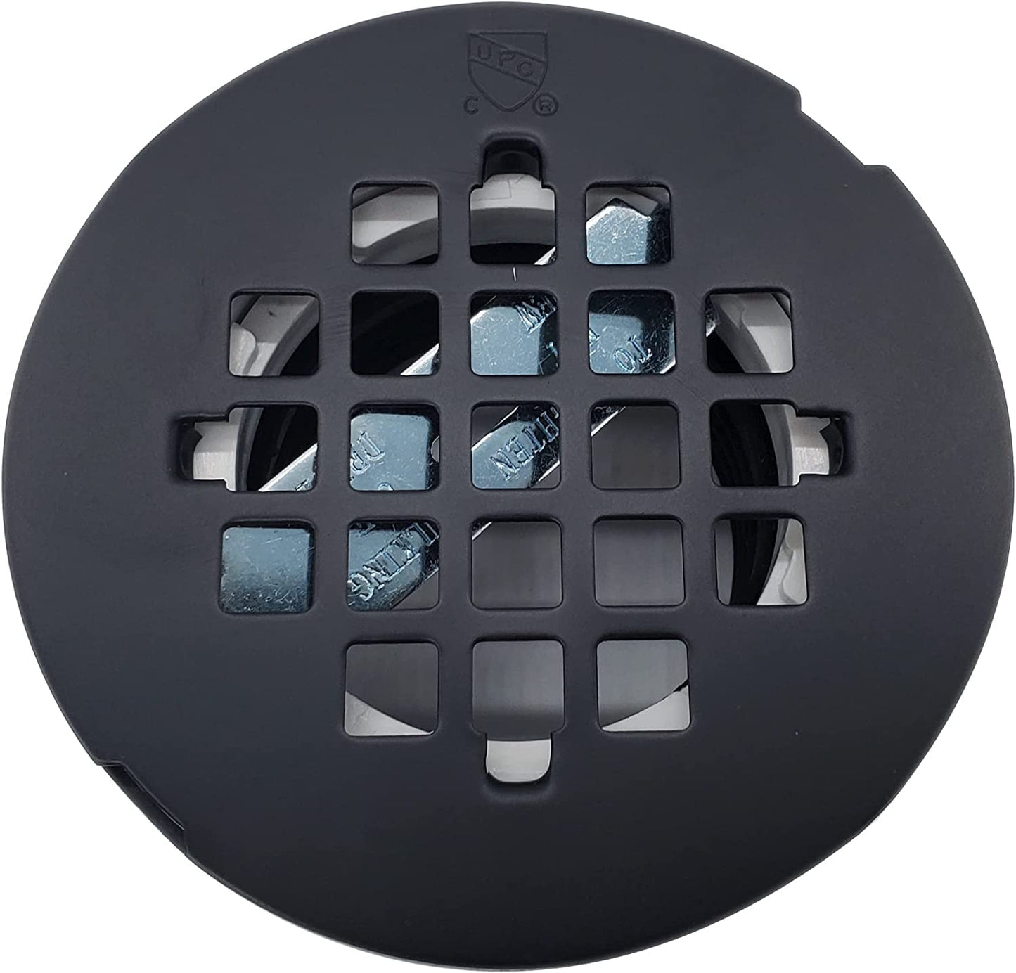 Westbrass A206P-62 2" No-Caulk PVC Compression Shower Drain with 4-1/4" Round Grid Cover, Matte Black