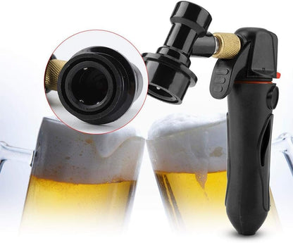 Portable Homebrew Keg Charger, Handheld CO2 Injector Draft Beer Dispenser for Homebrew Soda Valve (Black)