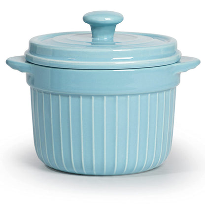 ONTUBE Ceramic Bacon Grease Container Keeper with Strainer, Frying Oil Storage Can 17oz, Turquoise