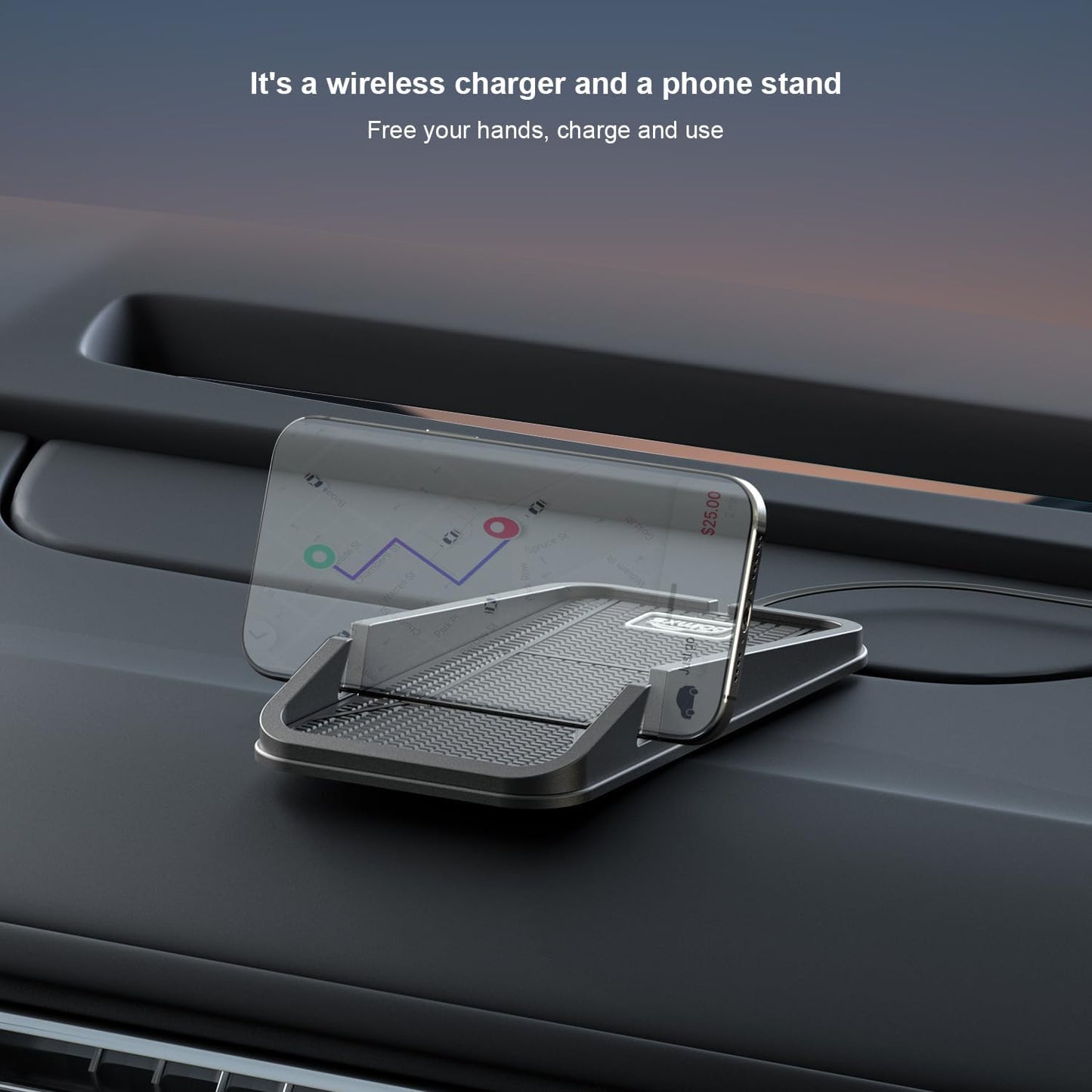 Wireless car Charger Charging pad,POLMXS No-Slip Wireless Phone Charger for car Cell Phone Cordless Charging mat Compatible with iPhone 16/15/14/13/12 Galaxy S23 S22 S21 Note10(C17)