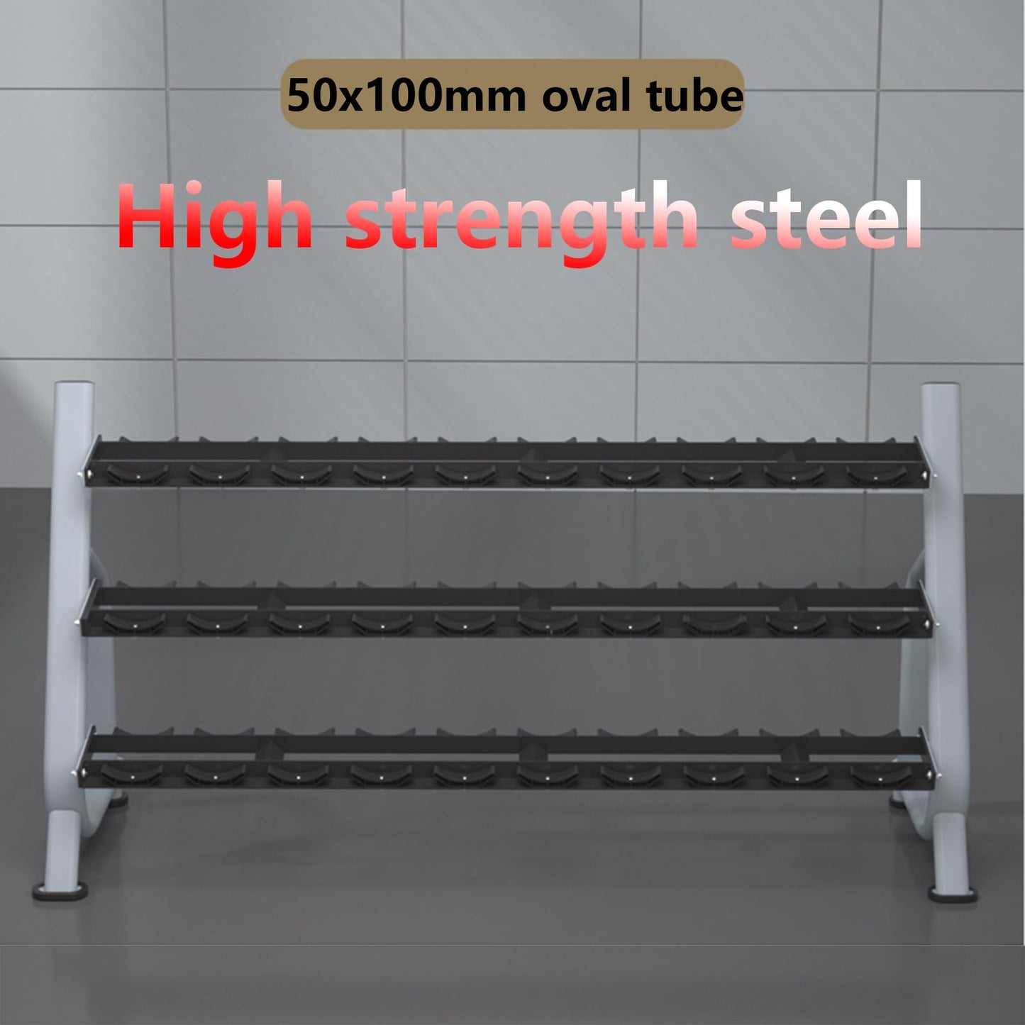 Commercial Steel Dumbbell Rack, 3 Tier Home Fitness Strength Training Dumbbell Storage Rack, 500kg Capacity, Silver, 3mm Thick Reinforced Dumbbell Racks