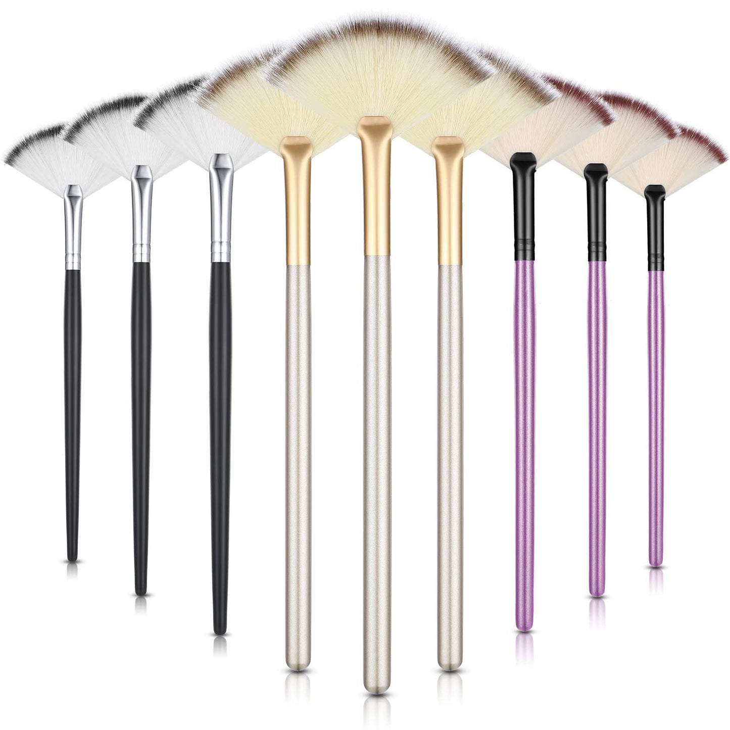 9 Pieces Facial Fan Mask Brushes, Soft Facial Applicator Brushes Tools for Peel Glycolic Makeup for Mud Cream(Champagne)