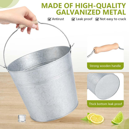 OBTANIM 4 Pack 8 Quart Galvanized Metal Buckets Champagne Drink Cooler Storage Ice Pails with Handle for Plants, Succulents, Party Favors Organizing Home Parties Bar Cooling Supplies
