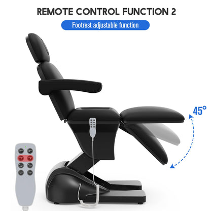 Dolonm 3 Motor Electric Chair, Hand Remote Controlled Adjustable, Hydraulic System for Medical Treatment Exam, Facial, Spa, Eyelash, Tattoo, Podiatry Treatment Beauty Massage - Black