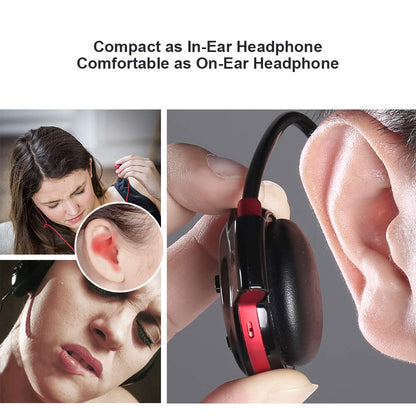 Smatree Cootree Wireless Headphone Sports Headset with Built in Microphone,Bluetooth Headphones Behind The Head,Foldable and Carried in The Purse, Black/Red
