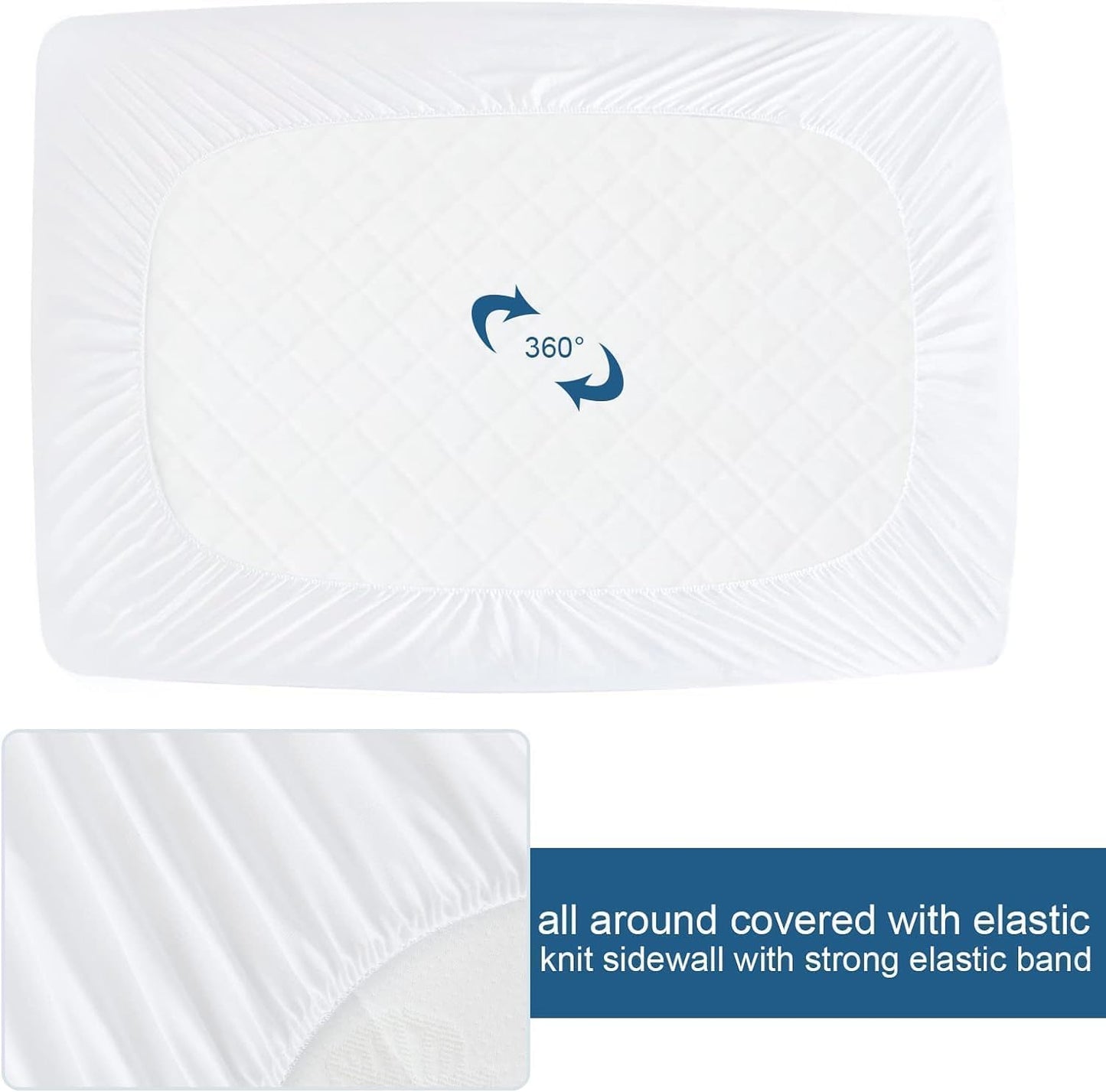 16 Inch Rajlinen Premium Queen Mattress Protector, Waterproof Cooling Fitted Sheet, Fits Up to Deep Pocket, Soft