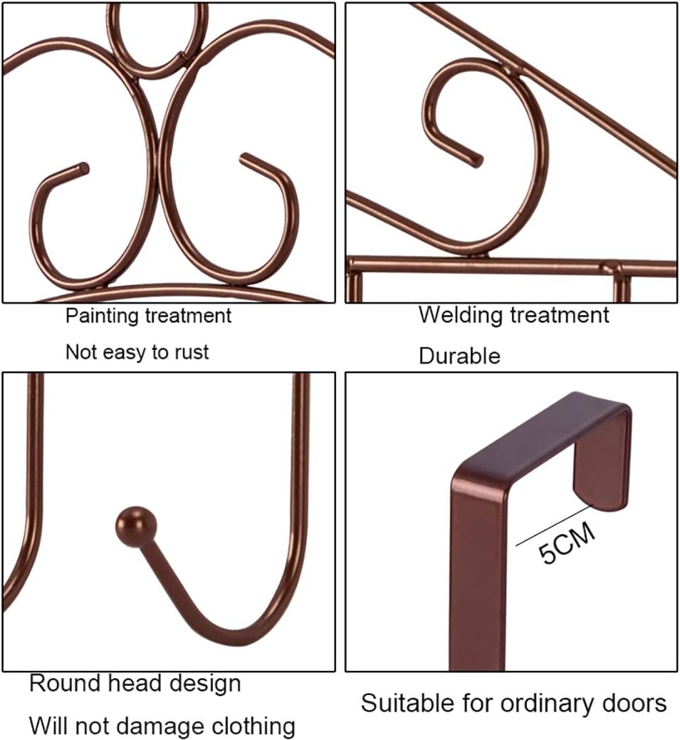 eywlwaar Metal Over The Door Hooks - 7 Hanger Rack for Home Use, Ideal for Hats, Coats, Bags, and Scarfs