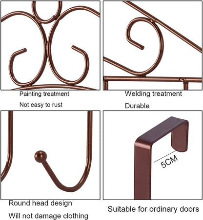 eywlwaar Metal Over The Door Hooks - 7 Hanger Rack for Home Use, Ideal for Hats, Coats, Bags, and Scarfs