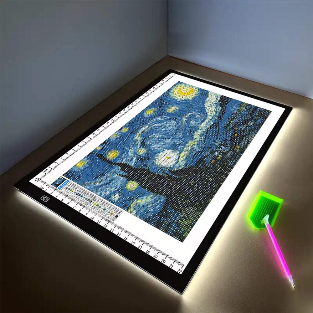 HUAYEYC B4 LED Copy Board Light Tracing Box, 3 Levels Adjustable Brightness Light Pad, for Tattoo Drawing, Streaming, Sketching, Animation, Stenciling, Vinyl Weeding, with 4Pcs Clip and Stand