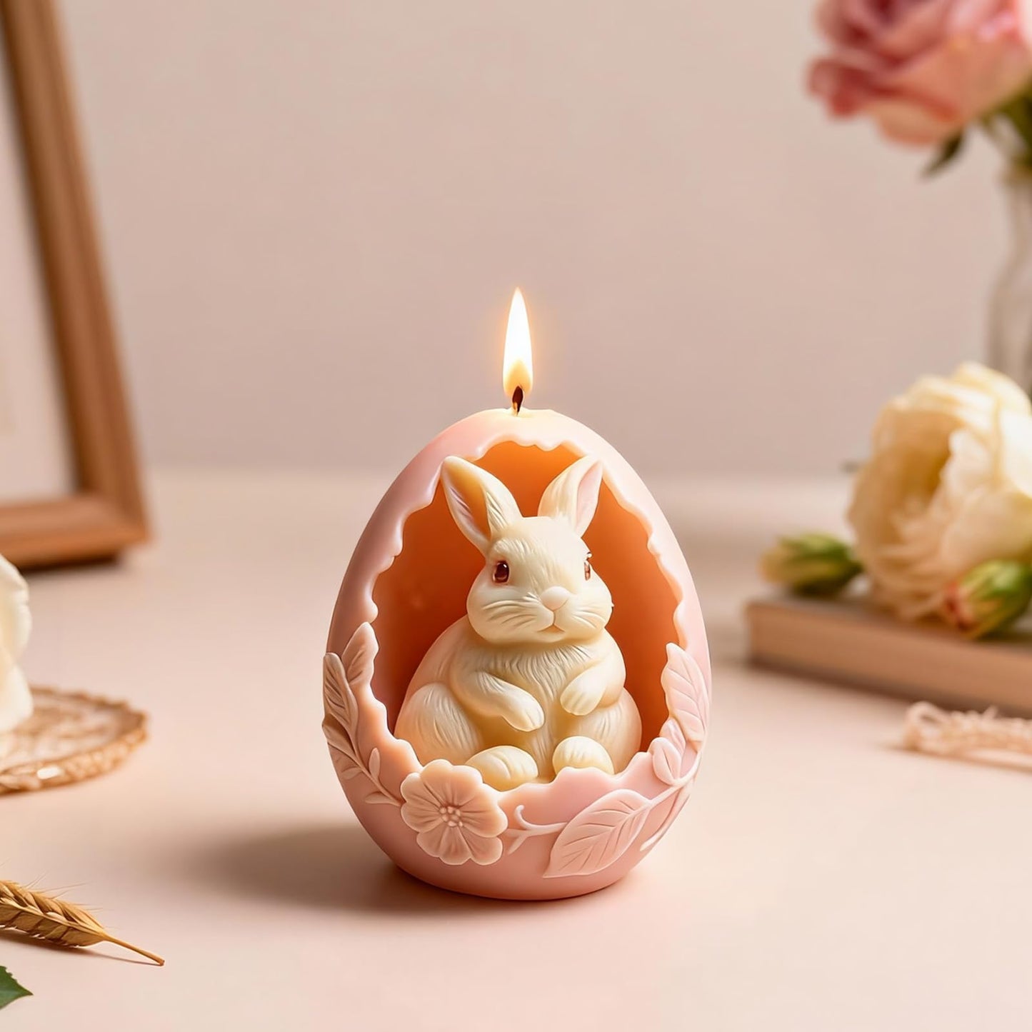 Rabbit Egg Candle Mold, Cute Easter Bunny Silicone Molds for Candle Making Aromatherapy & Handmade Wax Soap, Epoxy Resin Casting Molds for DIY Resin Craft, Perfect for Easter Home Decor