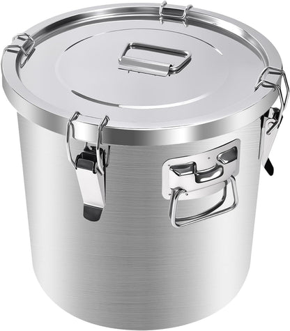 Tircoiude 304 Tainless Steel Large Airtight Canister, 60L/15.8Gal Dog Food Storage Container with Lockable Lid Carry Handle for Liquid Storage, Brewing, Kitchen Commercial Use
