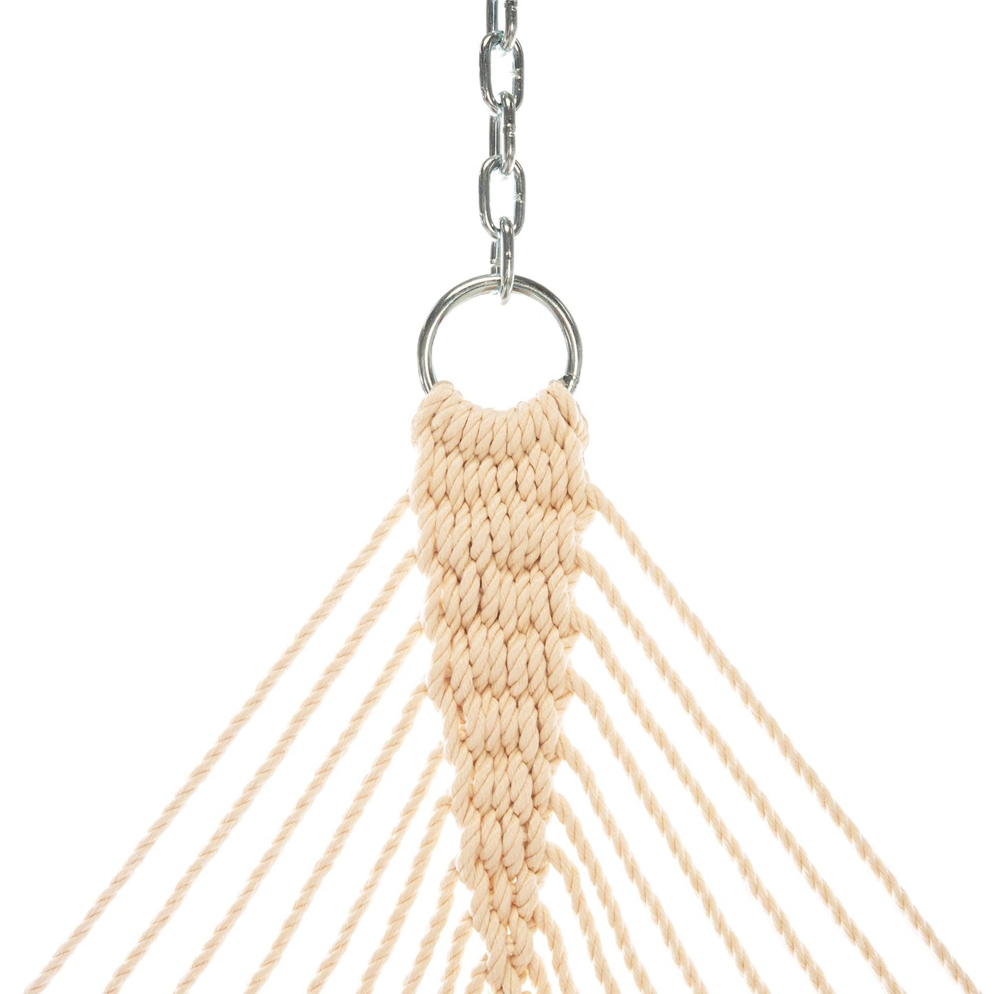 Original Pawleys Island Deluxe Oatmeal DuraCord Rope Hammock – 13 ft. x 60 in., 2-Person, 450 lb Capacity, Oak Spreader Bar, Zinc-Plated Hardware, Handcrafted in the USA