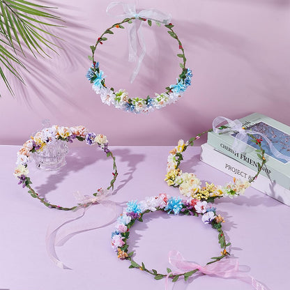 ACRNIGHEET Make Your Own Flower Crown Crafting Kit, Plum Blossom Series Flower Crown Kit, Can Make 16 Sets Wreath Headband and Bracelet Craft Kit, DIY Floral Crown Creative Gifts for Princess