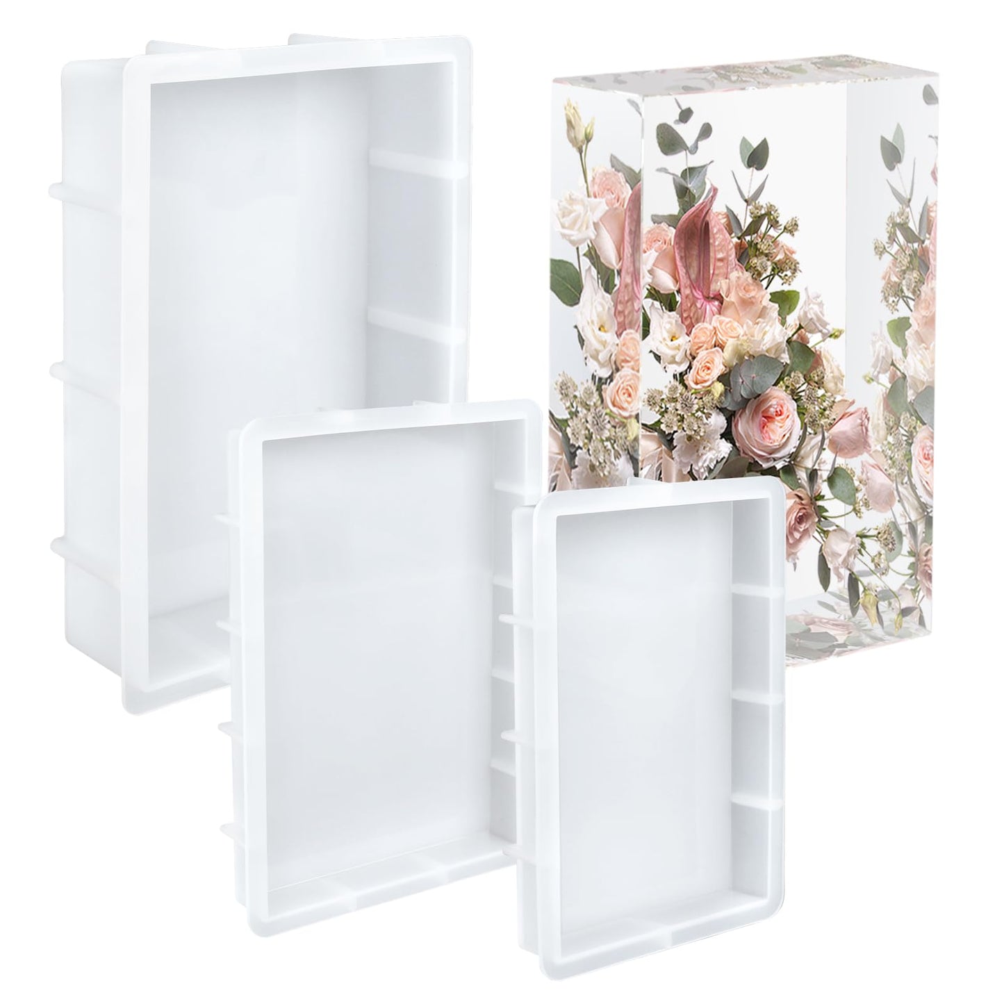 KISREL Large Rectangular Resin Molds, Epoxy Resin Casting Deep Silicone Mold, Large Molds for Flower Preservation, Deep Pour Molds for Furniture Decoration, DIY Wedding Bouquets, Valentine's Day Gifts