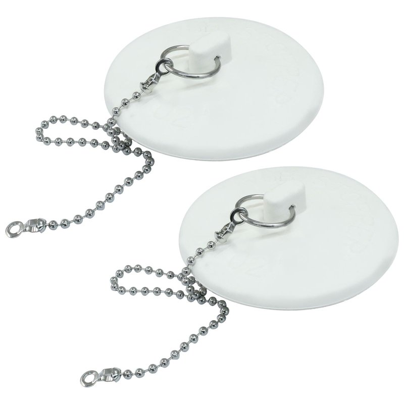 ISDVBUY 2 Pack Heavy Duty Drain Plugs, Rubber Tub Stopper Fits 1.5" - 2" Kitchen Sinks, Stainless Steel Chain Included, Multi - Use Drain Seals for Bathroom Tubs & Laundry Basins