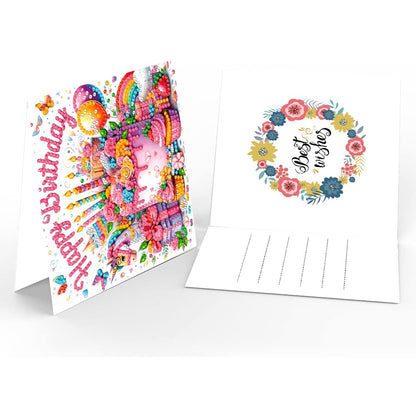 ACSAUMMY Diamond Art Happy Birthday Cards, 6 Pack 5D Diamond Greeting Cards Kits for Adults DIY Diamond Art Birthday Cards with Envelopes Birthday Gifts for Families, Friends, Partners