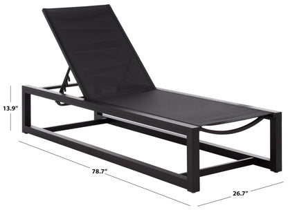 SAFAVIEH Outdoor Patio Furniture Collection – Logan Black & Black Aluminum Lounger, Adjustable Modern Outdoor Reclining Chaise (PAT7561A)
