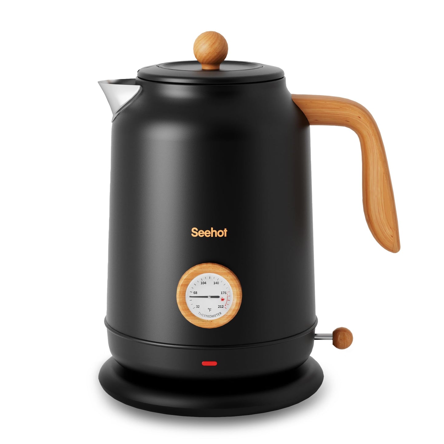 Seehot® 1.7L (57.oz) Electric Kettle with Thermometer, 1200W Large Electric Tea kettle with 304 Stainless Steel,Auto shut off,Hot water kettle Electric for Coffee&Tea-Black