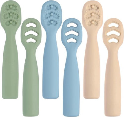 Eascrozn Baby Spoons - Self Feeding Utensils for 6+ Months | BPA-Free Silicone, 6-Pack Set