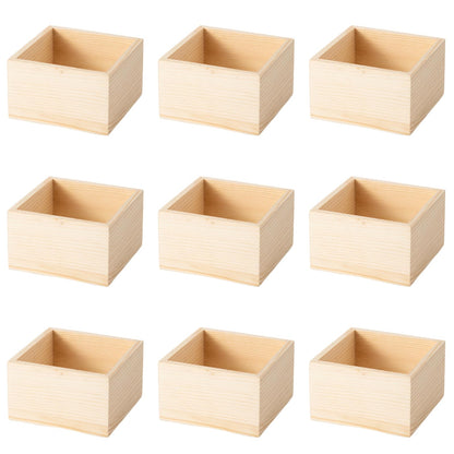 Xhqsulsclac 6 Pack 4.5X4.5X2.5 IN Unfinished Wood Box Storage - Small Wooden Boxs for Crafts, Home Decor, and Wooden Centerpieces for Tables (6)