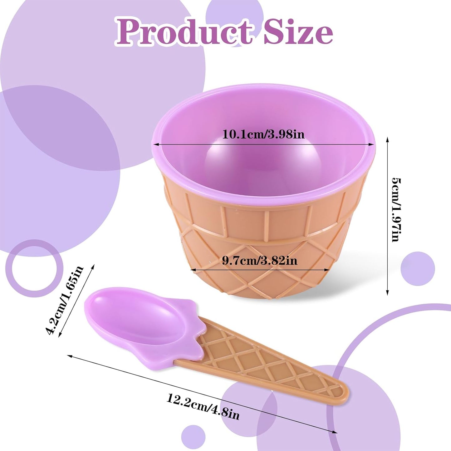 Direct Ice Cream Cups with Spoons, Large Plastic Dish with Spoon, Dessert Sundae Frozen Yogurt Bowls Set of 24