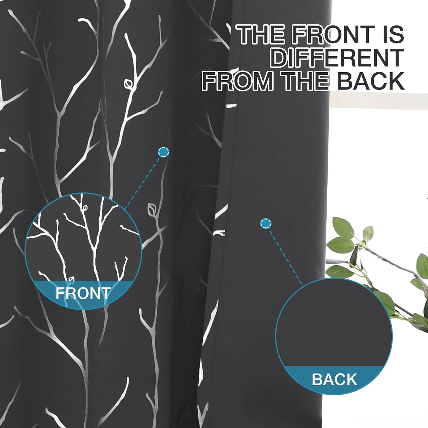 BUHUA Blackout Curtains for Bedroom, 63 Inch Length Thermal Insulated Grommet Top Curtains, 2 Panels, Dark Grey