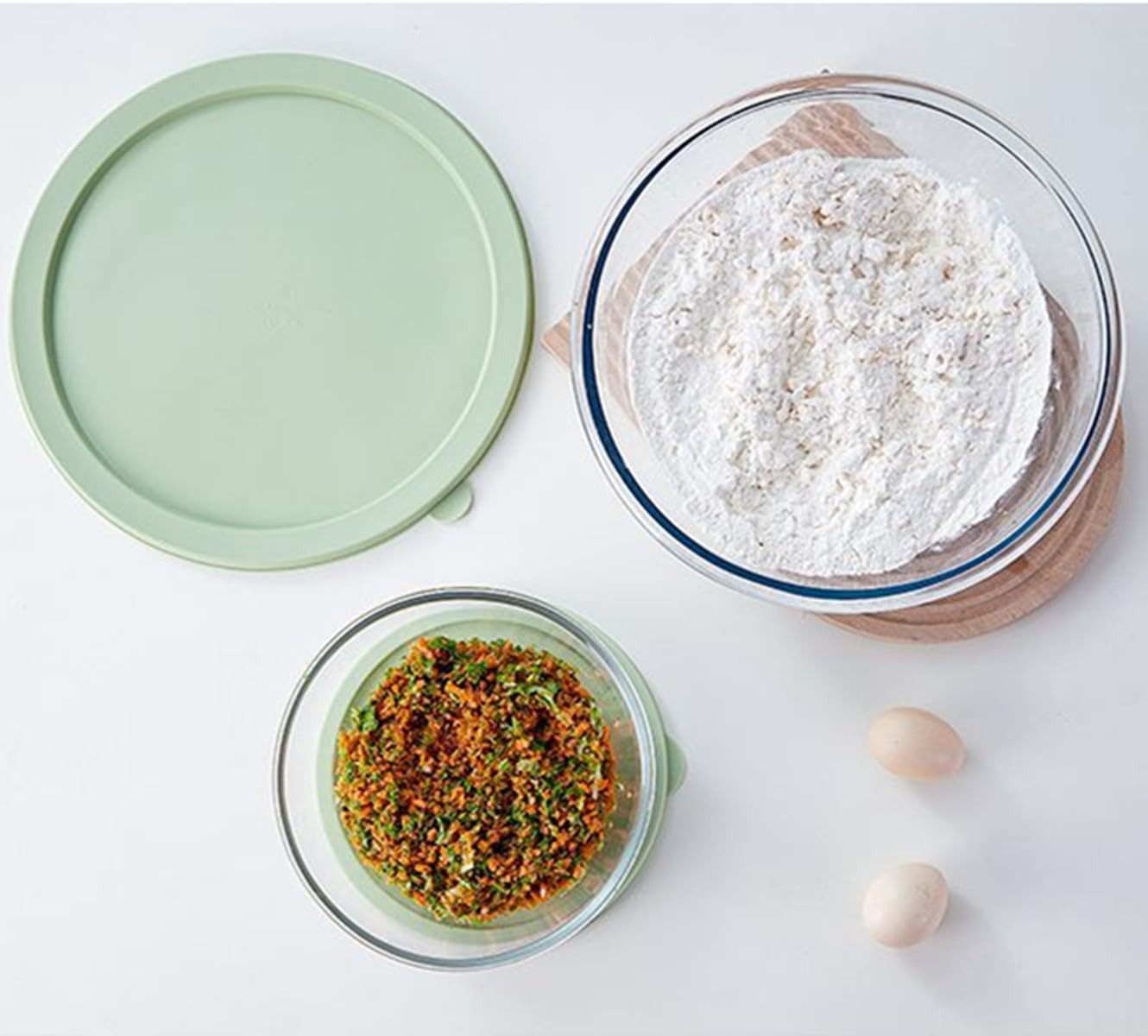ADESUGATA Glass Mixing Bowl, Suitable for Salads, Heat-Resistant Mixing, kneading, Fermentation, Baking and whisking