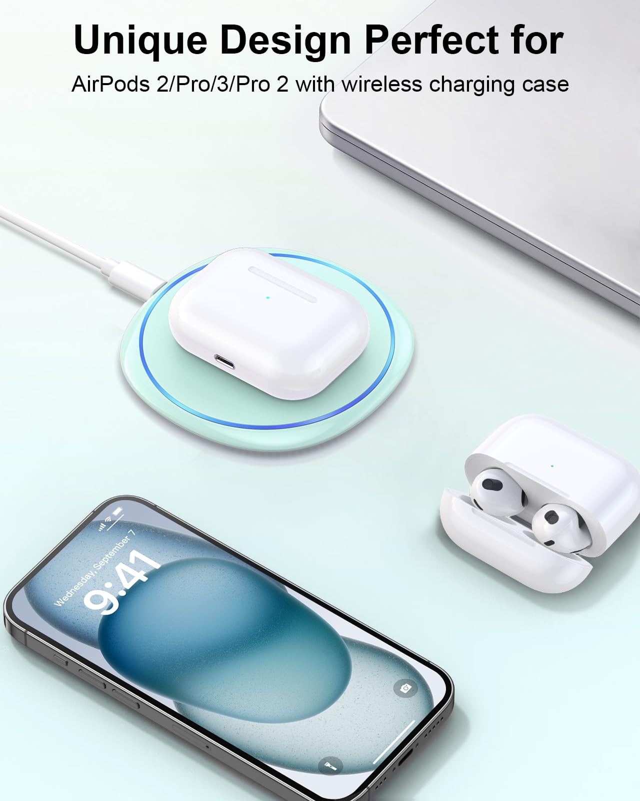 NANAMI Fast Wireless Charger [2 Pack] - Qi Certified Wireless Charging Pad for iPhone 17/17 Pro/17 Pro Max/16/15/14/13/13 Pro/12,10W for Samsung Galaxy S25/S25 Ultra/S24/S24 Ultra/S23/S22, New Airpods