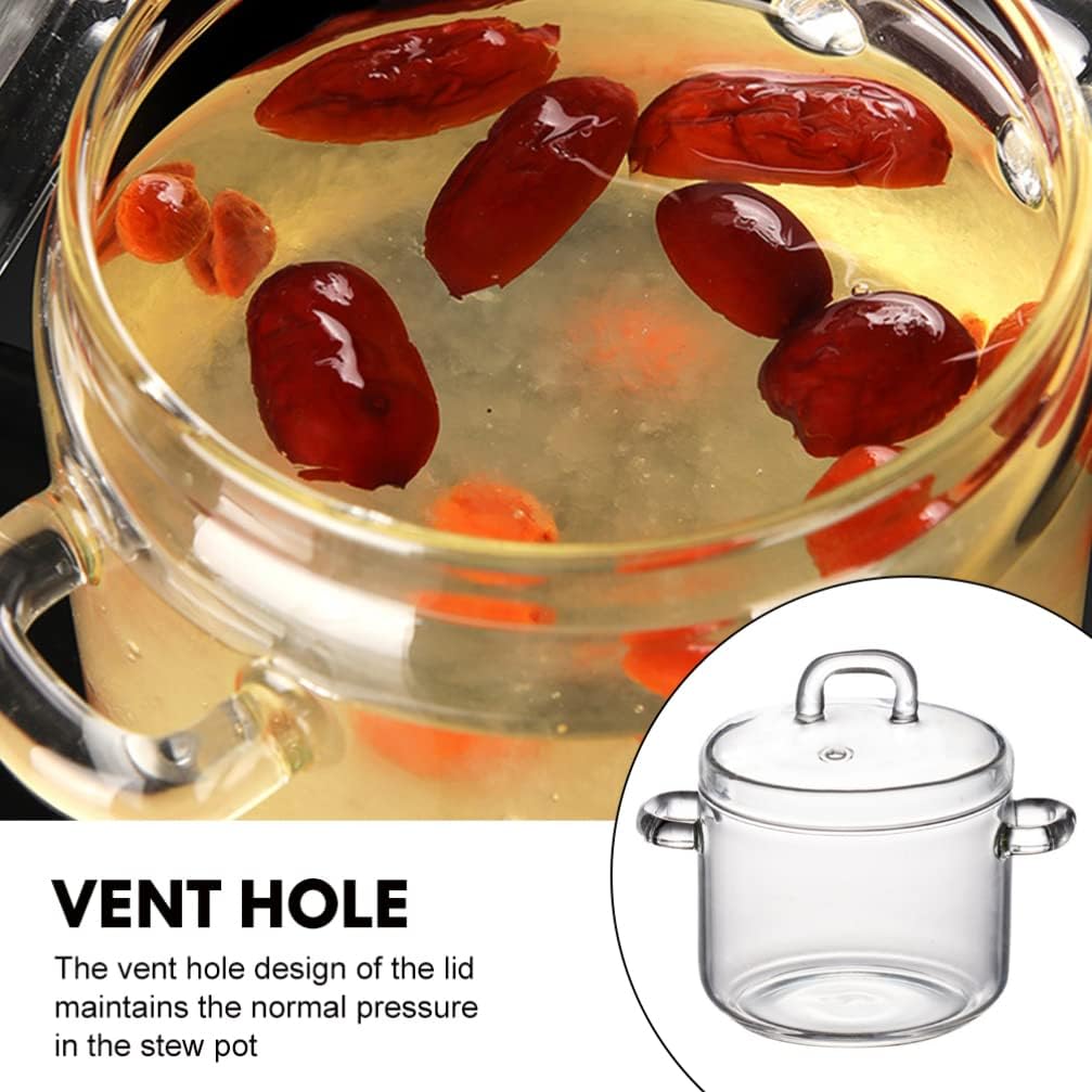 DOITOOL Saucepan with Cover 350ML, Resistant Cooking Pot with Lid, Clear Stovetop Cookware Set for Milk, Pasta, Soup