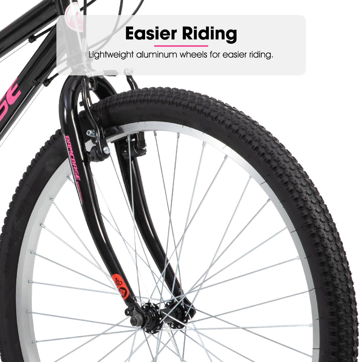 HILAND Bamcbase Womens Mountain Bike, 24 Inch 18 Speeds Hybrid Commuter Bicycle for Adults, Sport Hardtail Trail MTB Black