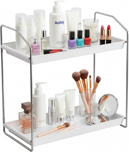 2 Countertop,Vanity Countertop Tier Bathroom Organizer Organizer,Tool-Less Installation Vanity Shelf Small Plastics