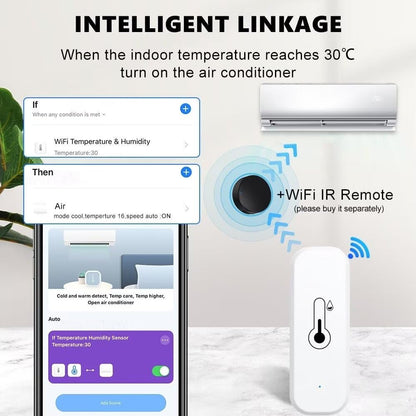 Wifi & Bluetooth Temperature and Humidity Sensor - Compatible with Alexa and Google Home (1 Pack)