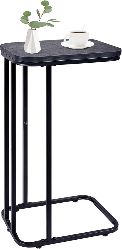 27 Inches KJGKK C Shaped End Table, High Small Side Table for Sofa and Bed, Couch Table That Slides Under, Tall Tv Tray