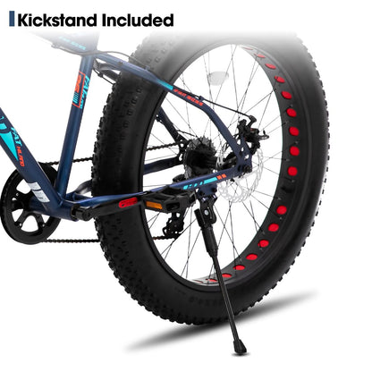 HH HILAND 26 Inch Kids' Bicycles Fat Tire Mountain Bike for Boys and Girls, 7-Speed, Dual-Disc Brake, Kids Beach and Snow Bicycle Blue