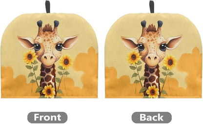 Giraffe Sunflower Print Tea Cozy, Insulated Teapot Cover for Ladies Gift, Decorative Accessory (Yellow)
