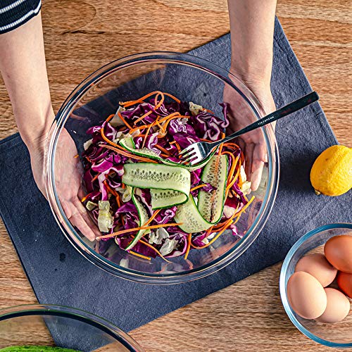M MCIRCO Glass Mixing Bowls with Lids, 4 Packs Glass Bowl Set, Nesting Bowls for Meal Prep, Food Storage, Bowls For Cooking, Baking, BPA-Free, 0.8/1.7/2.9/4.8 Qt