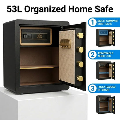 Asylosss 17.5" Tall Safe Box, 1.8 Cuft Fireproof Safe for Home with Hidden Lock Box, Anti-Theft Security Safe with Programmable Keypad Spare Keys, Digital Safety Box for Money Jewelry Documents