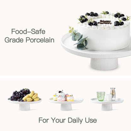 KOBIKOBI 13 Inch Ceramic Cake Stand with Pedestal - White Round Cake Plate for Dessert Table Display, Elevated Cupcake Stand for Wedding, Birthday, Baby Shower, Tea Party, Holiday Entertaining