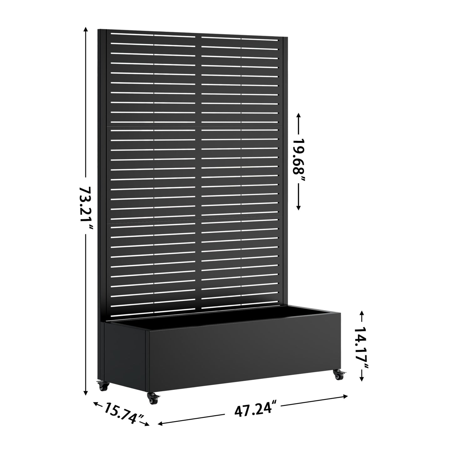 Nevoc Metal Raised Garden Bed, Outdoor Planter Box with Trellis on Wheels, Weather-Resistant Plant Planter for Climbing Plants Flower Vegetables for Patio Backyard Poolside (73"x47"x16", A)