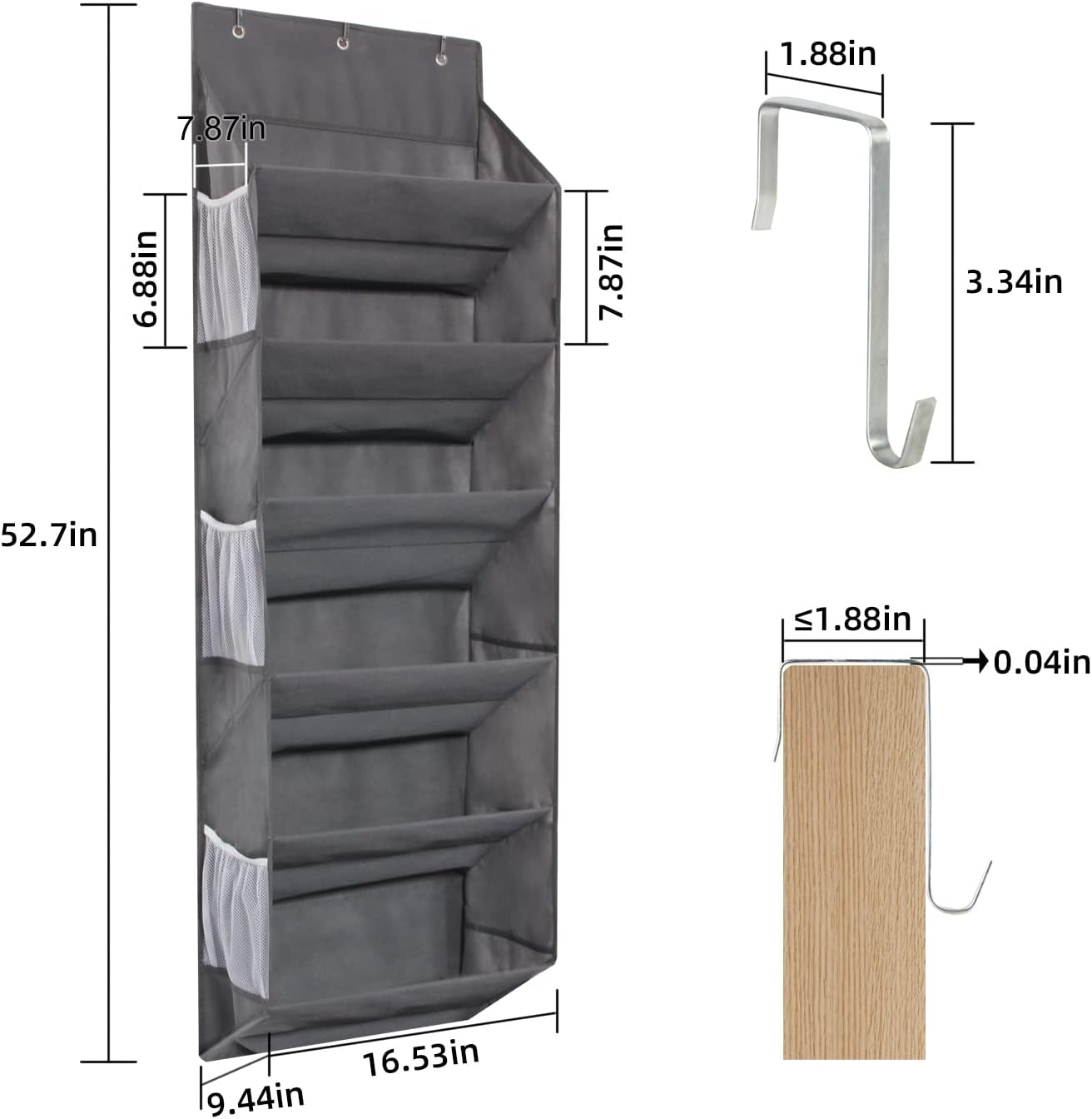 12 6 6 50lbs Closet, (1 Pack) Over the Door Shoe Rack Organizer Hanging Storage for Pairs of Shoes, Mesh Pockets + Deep