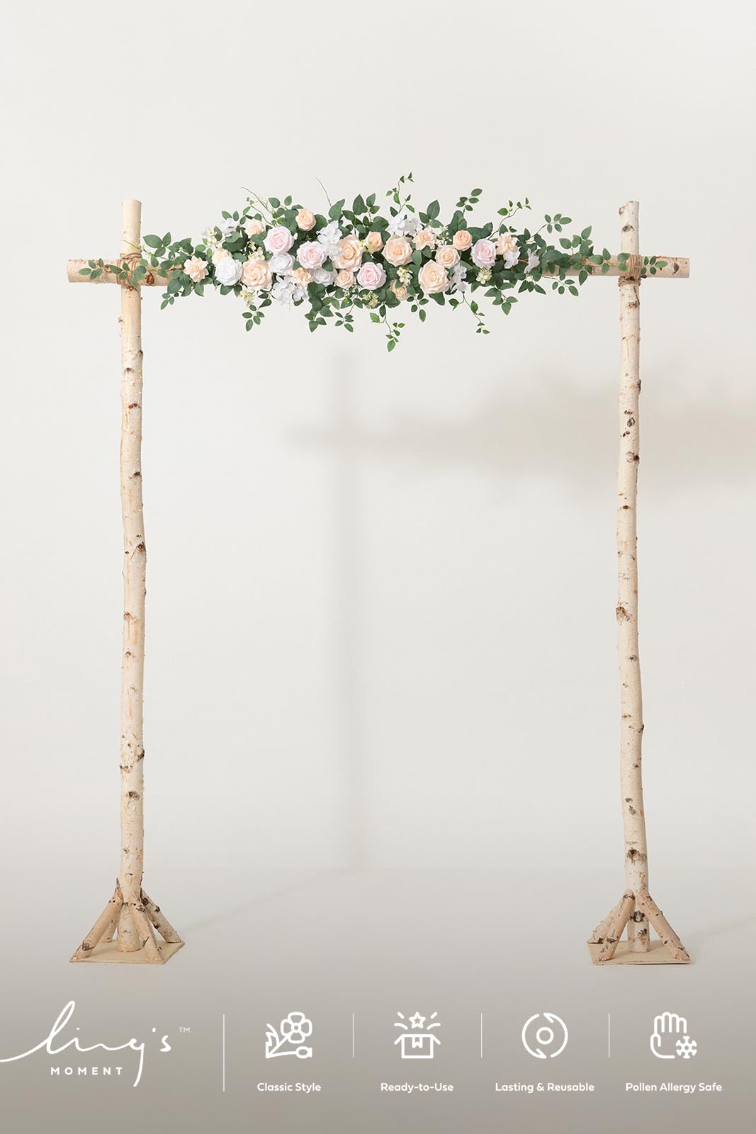 Ling's moment Wedding Arch Flowers - 6.5FT Floral Garland for Ceremony Arbor Backdrop Decoration - Artificial Rose Floral Swag for Sweetheart Table Birthday Party, Baby Shower, Blush Pink