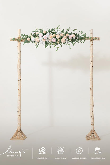 Ling's moment Wedding Arch Flowers - 6.5FT Floral Garland for Ceremony Arbor Backdrop Decoration - Artificial Rose Floral Swag for Sweetheart Table Birthday Party, Baby Shower, Blush Pink