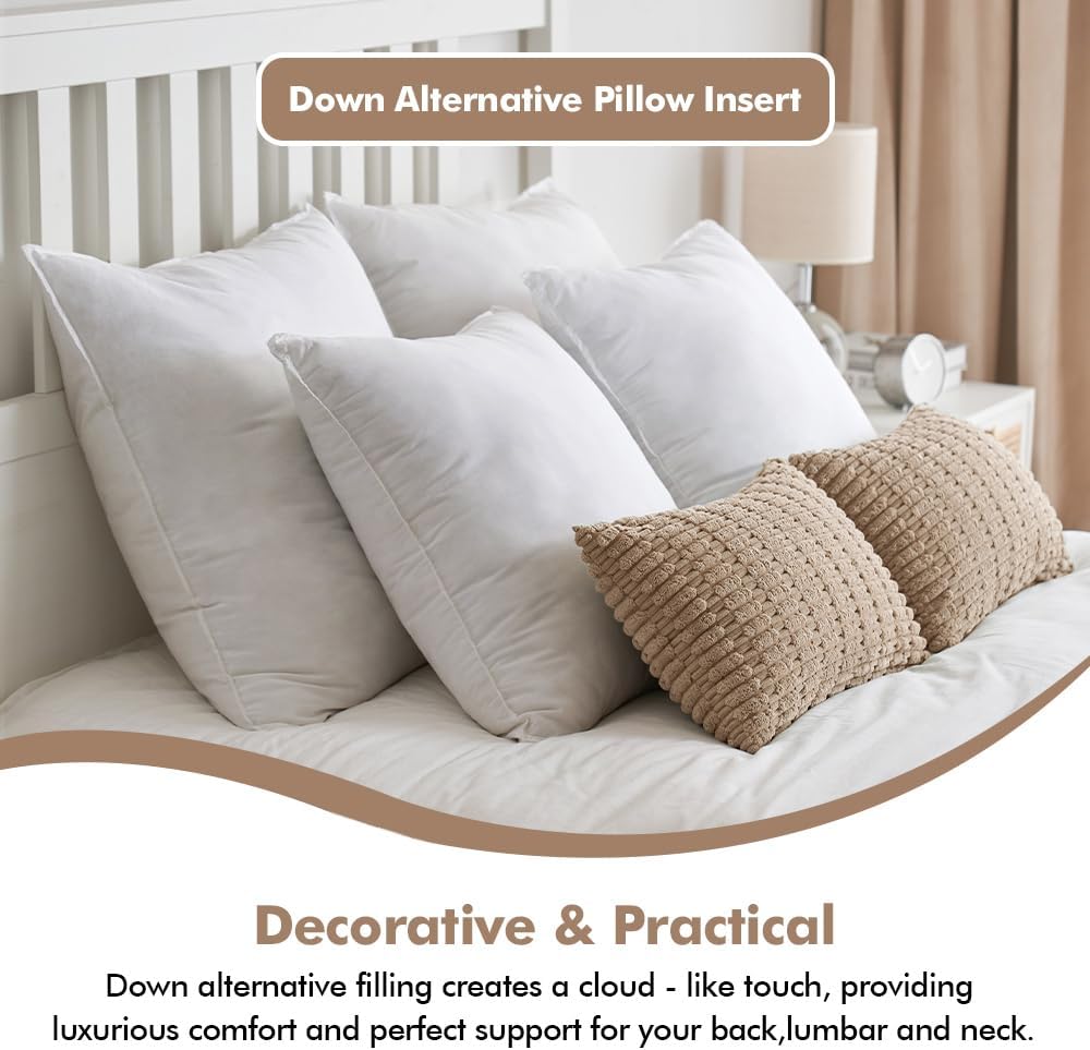 MIULEE Down Alternative Pillow Insert - Ultra Soft Fluffy Decorative Throw Pillow | 12x20 Inch for Sofa & Bed