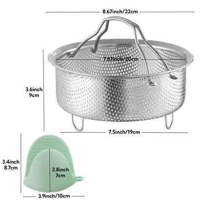 Stainless Steel Steamer Basket, Silver Steamer Basket for Pot,Vegetable & Dumpling Cooker, Egg Holder, Pasta Strainer Rack, Dishwasher Safe Kitchen Cookware