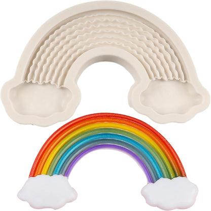 Large Size Rainbow Cake Fondant Mold, Rainbow Cloud Silicone Molds for Baby Birthday Cake Decoration