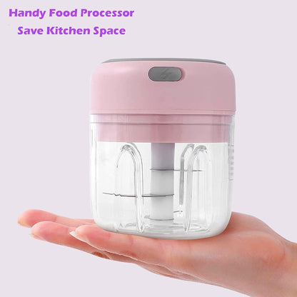 Electric Mini Food Chopper, Rechargeable Small Processor for Garlic, Puree, Onion, Herb, Veggie, Ginger, Fruit Blender