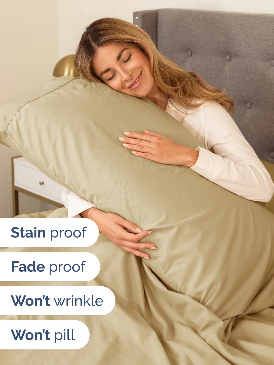 Skiennix Extra Deep Queen Sheet Set | 6-Piece Breathable Cooling Bedding - Soft, Wrinkle-Free - Beige