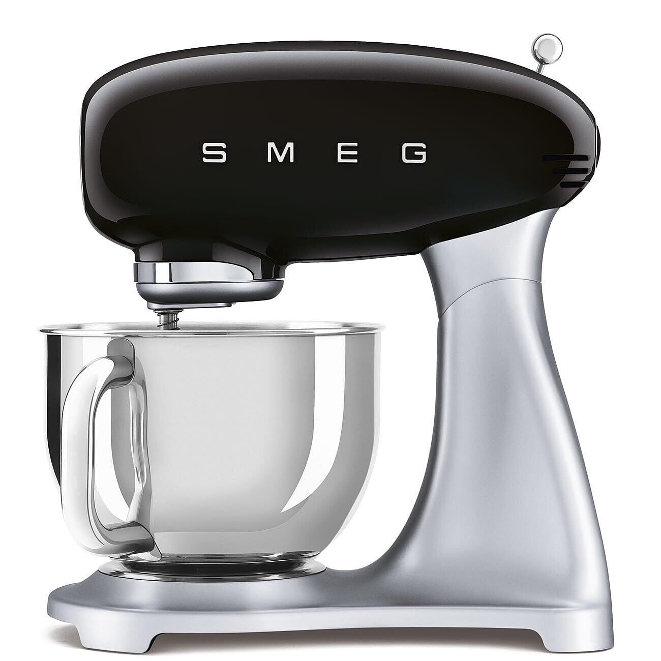 SMEG SMF04 5-Qt Classico Stand Mixer with Smooth Start & SteadyMix, 600W Motor, 10 Speeds, Stainless Steel Bowl & Pour Shield – Retro 50’s Style Planetary Mixer for Dough, Baking & Desserts-Black