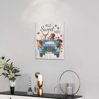 Dachshund Dog Wall Art, Funny Driving Car Pictures, Rustic Sausage Dog Truck Decor for Bathroom Kitchen Living Room